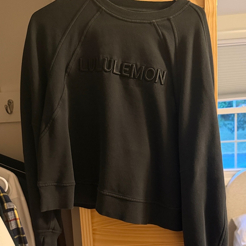 lululemon athletica Black Embossed Logo Crew Sweatshirt